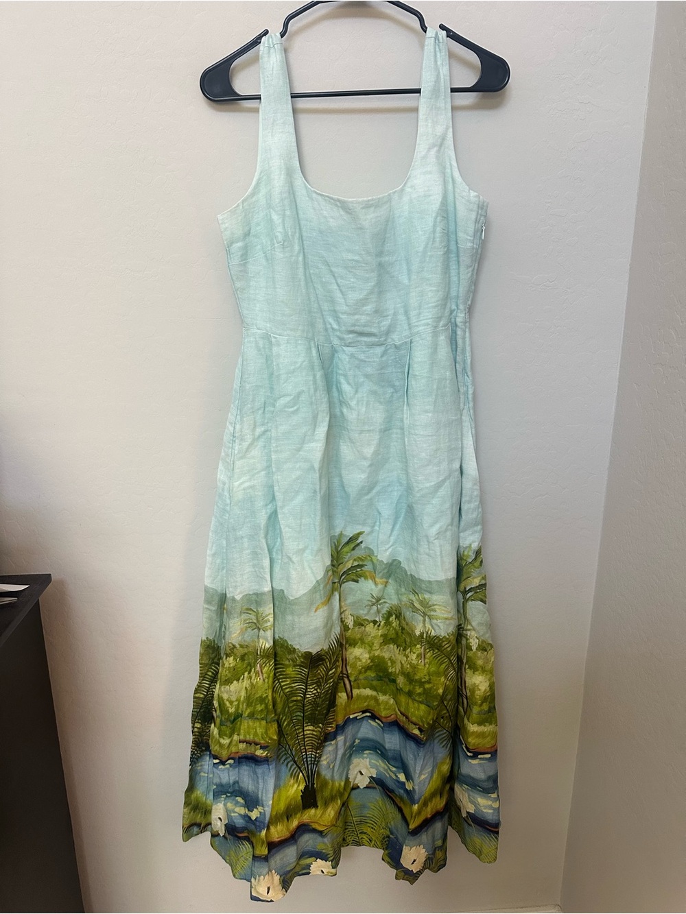 Calypso St. Barth 100% Linen Tropical Print Midi Dress Size 8 - Picture 3 of 7
